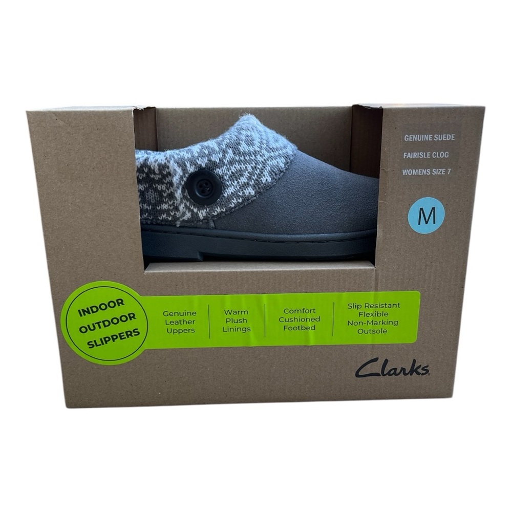 Clark’s Fairisle Clog Genuine Suede Women’s Size 7 Grey - Picture 5 of 5
